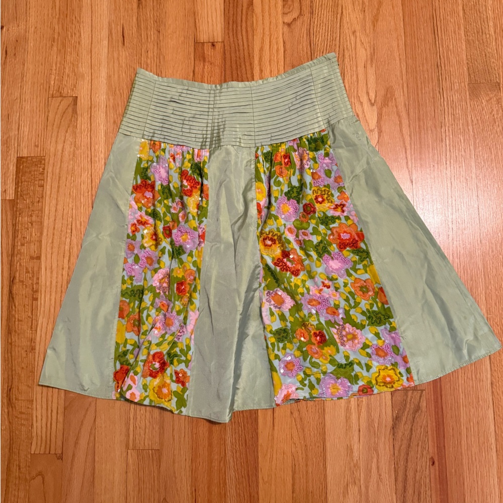 Anthropologie SNAK Retro Print Skirt Size 6 Vintage Inspired Boho Aesthetic Midi